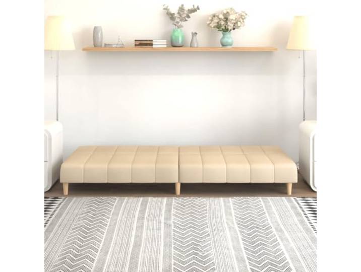 KTHLBRH Schlafsofa, 2-Sitzer, cremefarben, aus Stoff Holzgestell, umwandelbar in ein Einzelbett, Schaumgummi, Belastung 110 kg pro Sitzplatz