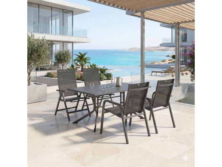 Kettler Basic Plus Gartenmöbel-Set M (4 Plätze) Tisch 160x95cm Dunkelgrau