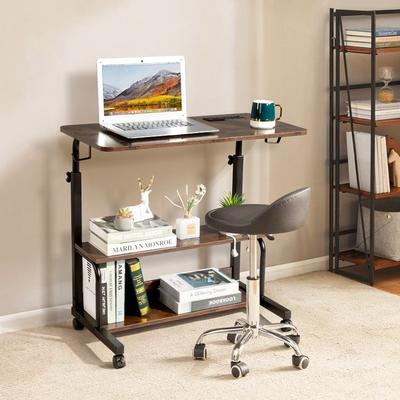 No Rolling and Height Adjustable Computer Desk with Charging Station
