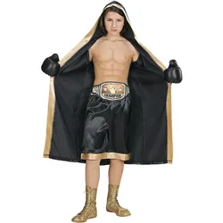Widmann BOXER WORLD CHAMPION (Boxermantel mit Kapuze, Shorts, Gürtel, Boxhandschuhe), 140 cm / 8-10 Years (140)