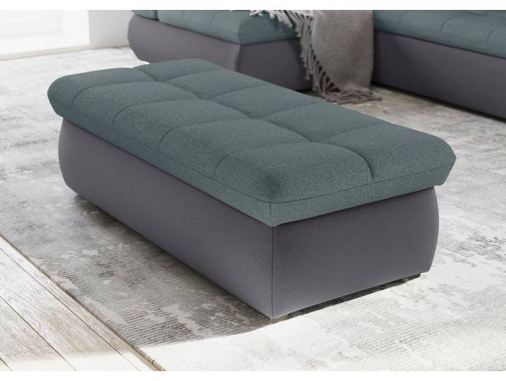 Polsterhocker DOMO COLLECTION MORIC 136x64 cm, praktisch und komfortabel , grau (grau, eisblau), B:136cm H:43cm T:64cm, Hocker, Polsterhocker, inklusive Stauraum