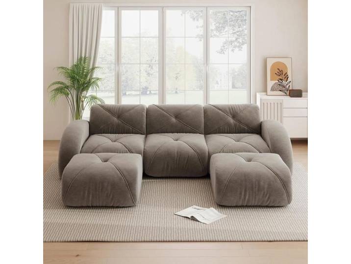Canapé modulaire - KOMHTOM - Canapé modulaire en U - 3 places - 281x171x76 cm - Avec 2 repose-pieds