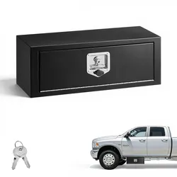 VEVOR Lkw Unterbaubox 686 x 254 x 254 mm Unterflur Staukasten Kaltgewalzter Stahl Wasserdichter Werkzeugkasten mit T-Griff Schloss für Lkw Anhänger Transporter Werkzeugkiste Unterflurkasten Schwarz