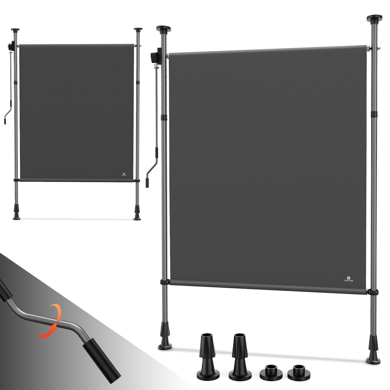Strattore Ausziehbare Klemmmarkise / Senkrechtmarkise höhenverstellbar 200 x 310 cm - Anthrazit