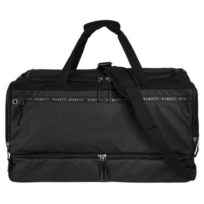 Reisetasche BUGATTI "BUGATTI Herren, Damen BLANC DELIGHT", Gr. B/H/T: 60cm x 32cm x 29cm onesize, schwarz, Kunstfaser, unifarben, Taschen Reisetasche