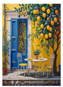 Uplifted Finds Botanical Amalfi Coast   Italian Lemon Tree Landscapes   Executive Studio & Cottagecore Sanctuary Decor b 20 X 30 Cm Unframed