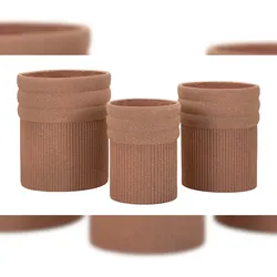 Mauro Ferretti 3er-Set Übertöpfe Colombia Tris Polyresin – Rote Outdoor-Vasen Ø 41,5x50, 36x45, 30,5x39,5 cm – Robust und modern