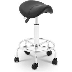 Physa, Bürostuhl, Sattelhocker Rollhocker Mit Lehne Drehhocker Arbeitshocker Verstellbar Schwarz (55.50 - 69.50 cm)