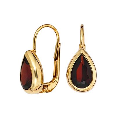 Paar Ohrhänger JOBO "Ohrringe Granatohrringe", rosa (gelbgold 375), Ohrringe, Damen, Gelbgold 375, 375 Gold mit Granat Tropfen
