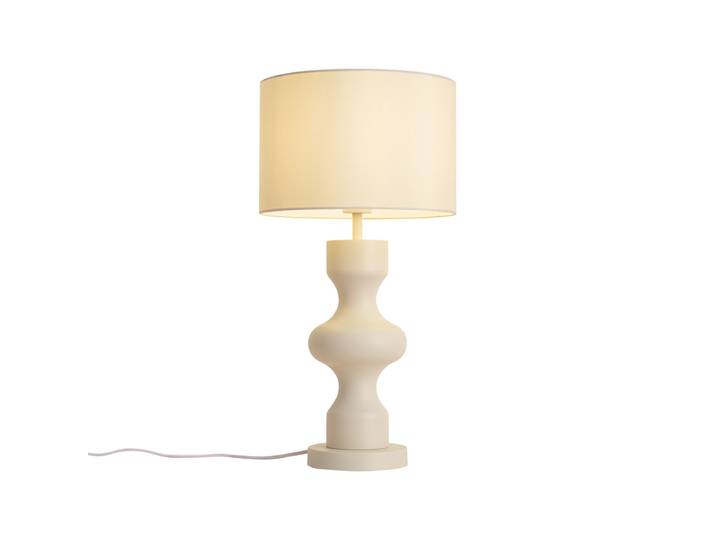 Qazqa Lampe De Table Rétro Beige Avec Abat-jour En Tissu -