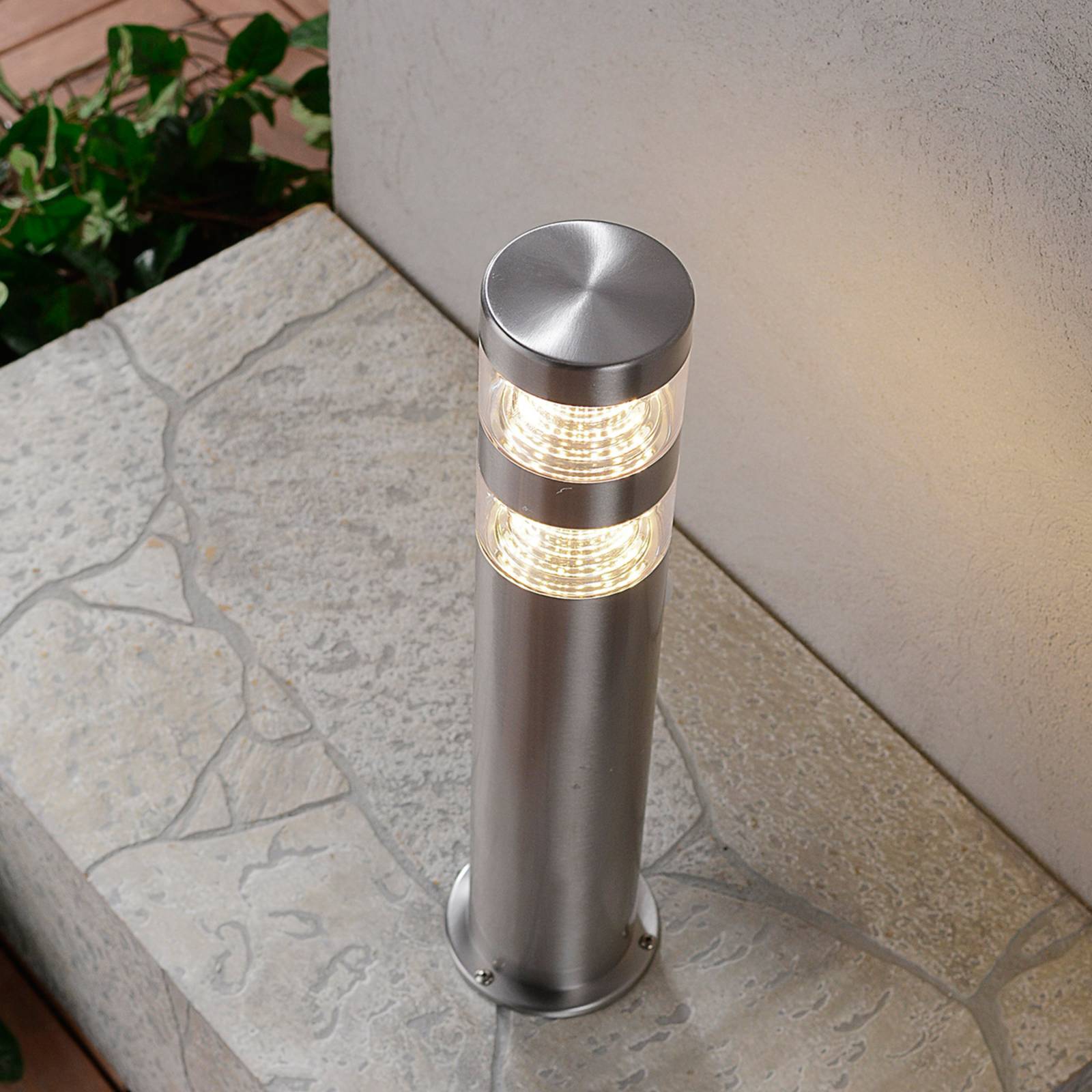 LED Sockelleuchte LANEA Lindby, alu / grau / zink, Edelstahl, Modern, LED Außenleuchte
