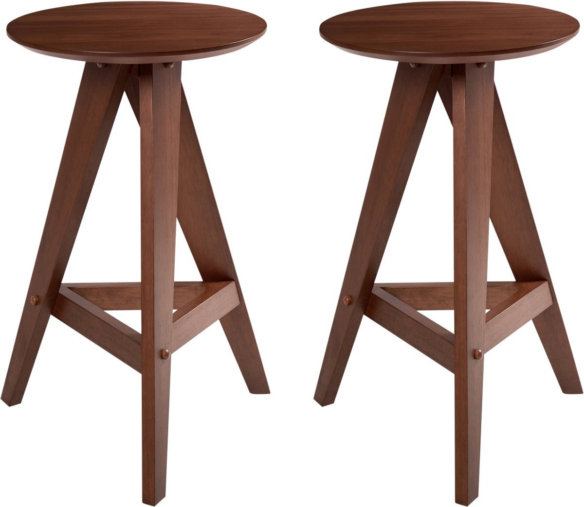 Beliani Barkruk set van 2 - Bruin - Rubberhout