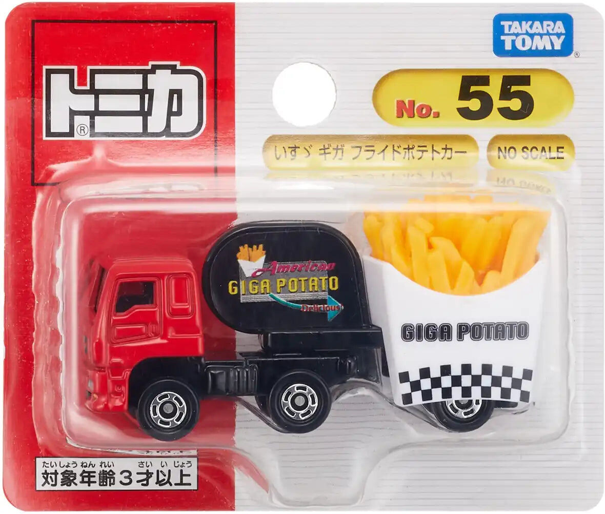 TOMY TOMICA No.55 Isuzu Giga Fried Potato Car - Official TOMICA Model - Compact Miniature Format - Toy Car for Kids