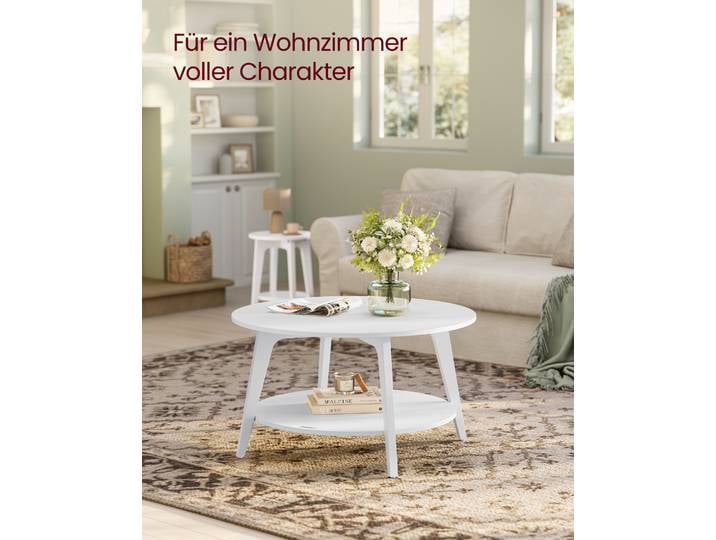 VASAGLE Couchtisch, Wohnzimmertisch, 80 x 45 cm, einfach zu montieren, schneeweiß