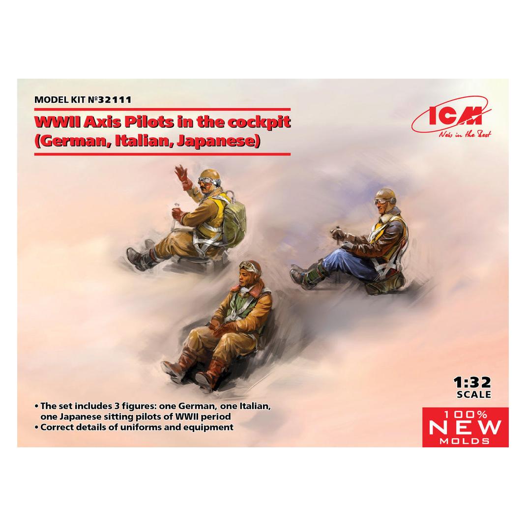 ICM WWII Axis Pilots in the cockpit (German, Italian, Japanese) (100% new molds) (32111)