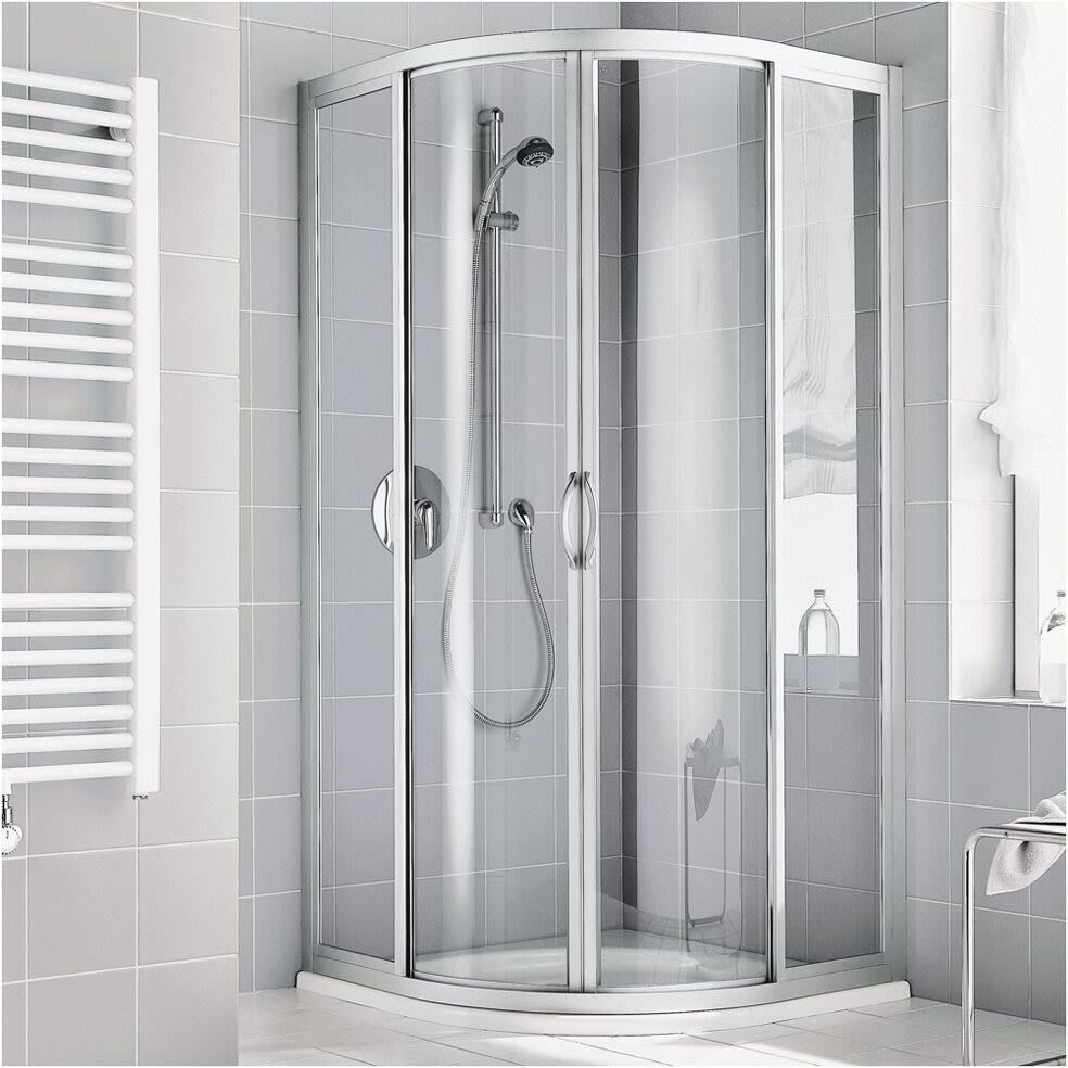 Kermi Ibiza 2000 gerahmte Viertelkreis-Duschkabine mit Gleittüren 80 x 80 cm, Duschkabinen, I2R53080202PK,