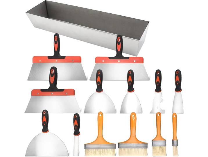 Ensemble de couteaux à mastic 14 pièces, outils de grattoir à peinture en acier inoxydable, ensemble de couteaux pour cloisons sèches pour enlever le papier peint, réparer les cloisons sèches