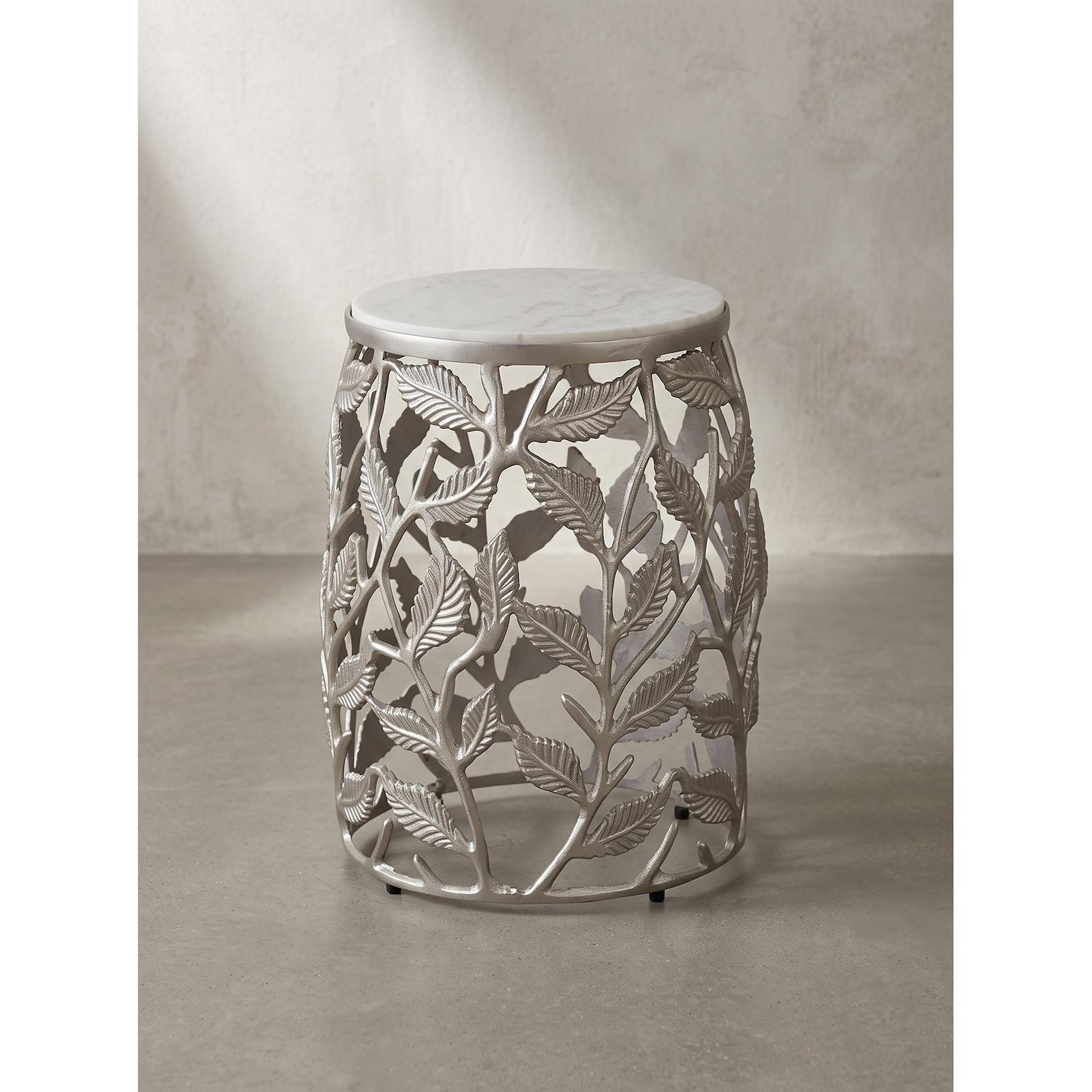 Beistelltisch Marmor Silber-Weiß Ø 40x46 cm - ALASSIO Kadima Design