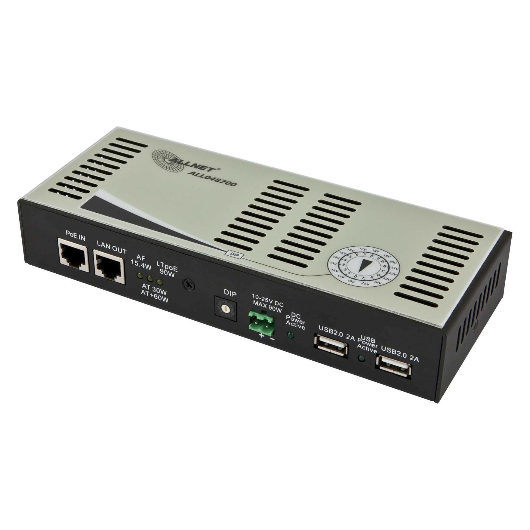 Allnet PoE Splitter/Extractor LTPoE 90W 10-25V Schaltbar - ALL048700 (ALL048700)