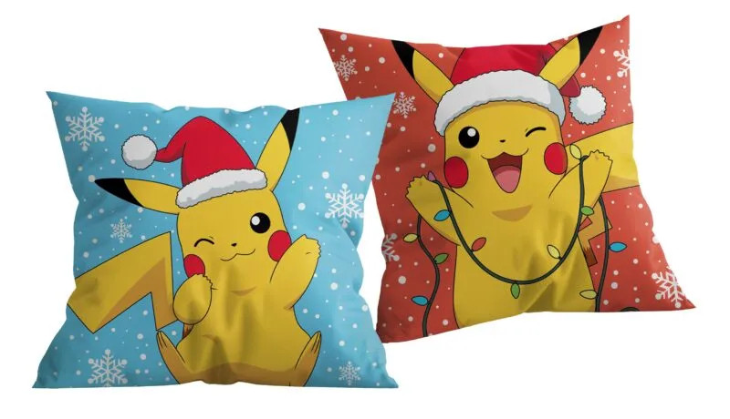 Pokemon Pikachu Kerst sierkussen voor kinderen, 40 x 40 cm, polyester