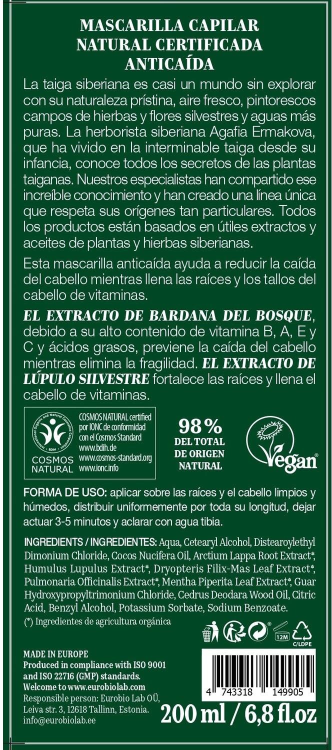 White Agafia Green Agafia Mascarilla Capilar Natural Anticaída 200 ml
