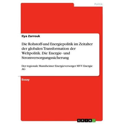 Die Rohstoff-und Energiepolitik im Zeitalter der globalen Transformation der Weltpolitik. Die Energie- und Stromversorgungssicherung, Taschenbuch von