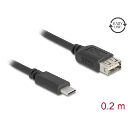 DELOCK USB 2.0 Kabel USB Typ-C St zu USB Typ-A Buchse 0,2