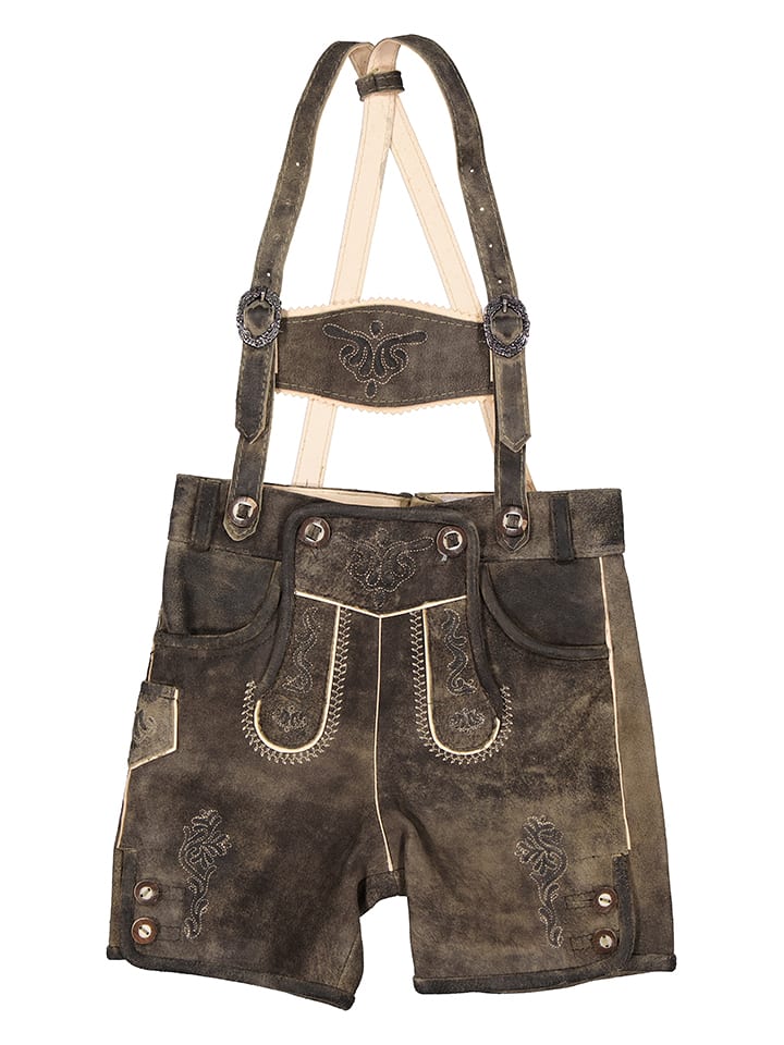 Isartrachten Lederhose in Dunkelbraun - 92