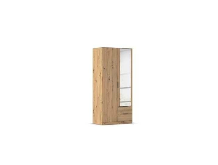 Rauch Möbel LAGOA, Kleiderschrank, Farbe Eiche Artisan, Breite 91 cm Schrank, 2-türig, Spiegel, 2 Schubladen, Zubehör Premium, für Schlafzimmer, Kinderzimmer, Babyzimmer, Garderobe