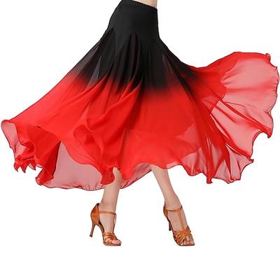 Damen Ballsaal Tanz Swing Rock Tanzperformance Rock Farbverlauf Modern Dance Langer Rock