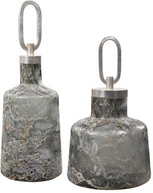 Uttermost Storm Art Glass Bottles (Set of 2)