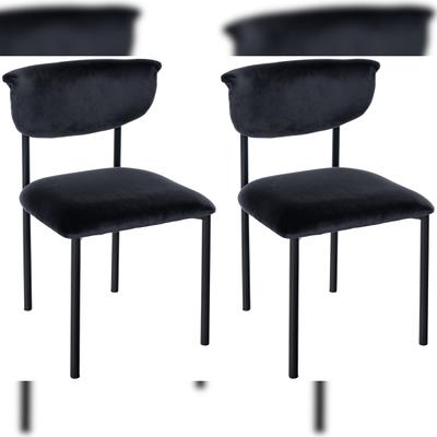CLP 2er Set Esszimmerstuhl Gambell Samt Samt HBT: 78x52x53 cm schwarz