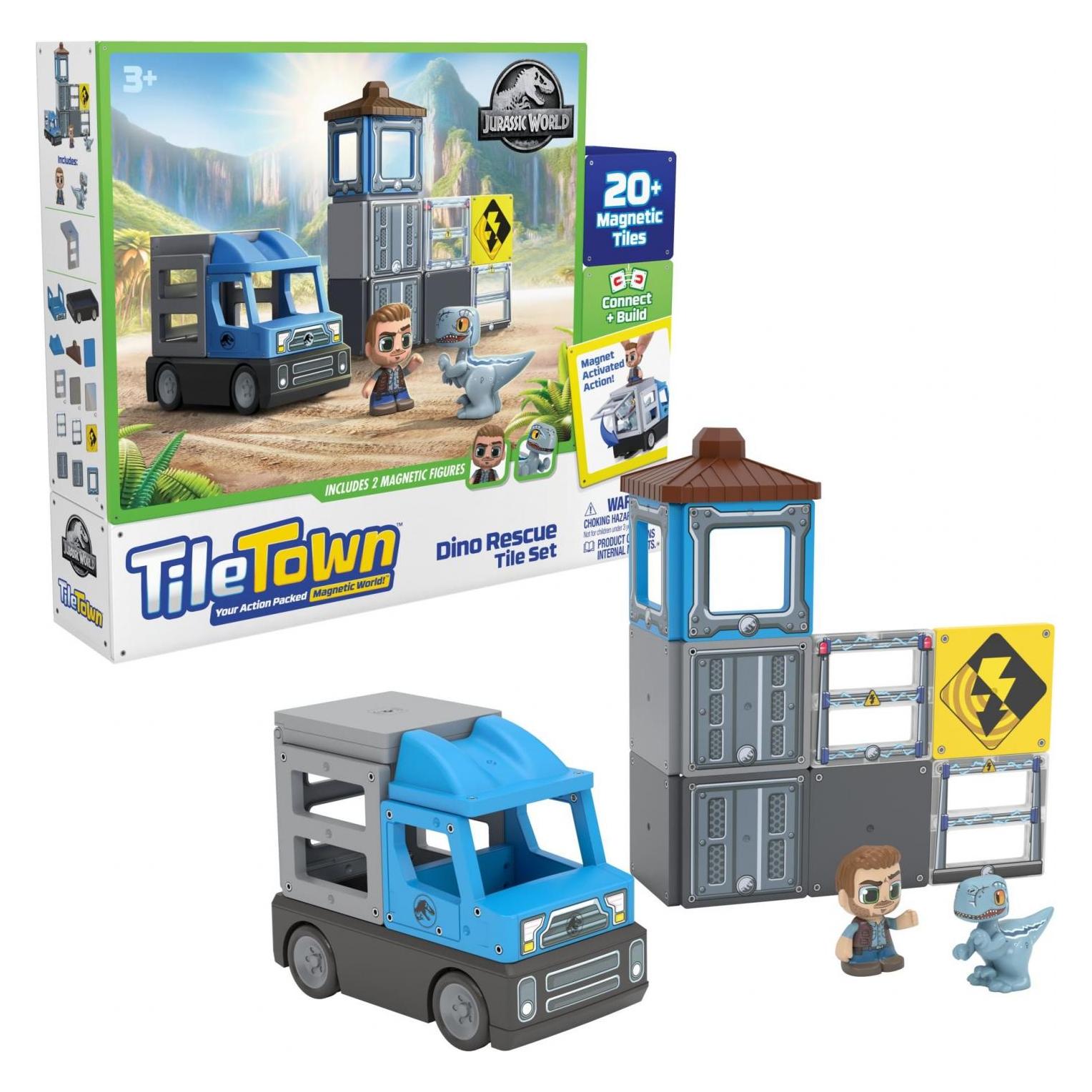 TileTown Tile Town - Jurassic World Dino Rescue, Magnetic Building Set (90313) (TIL-90313)