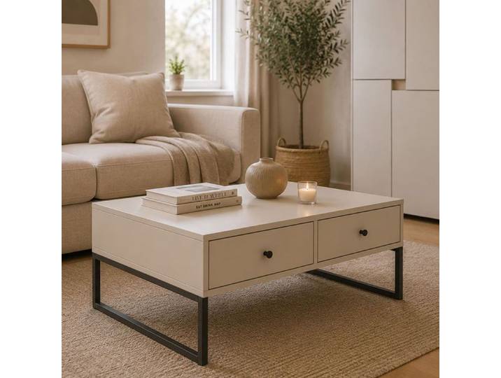 Table basse Liparoza Dmora en bois beige 77x60x36h cm