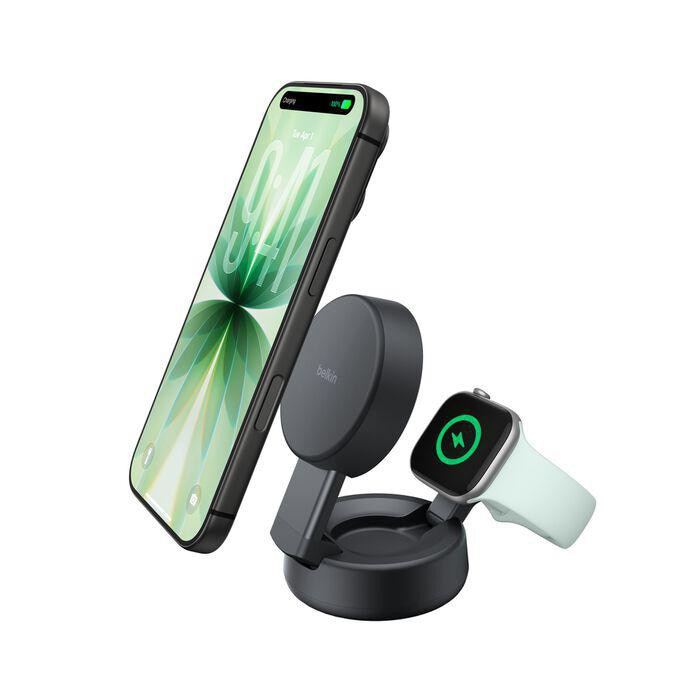 Belkin UltraCharge Pro Verstellbare magnetische Qi2 25W 2-in-1-Ladestation anthrazit WIZ043kqCH