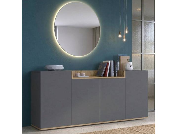 Buffet Swink Dmora en Bois Noir Anthracite 160x35x70h cm