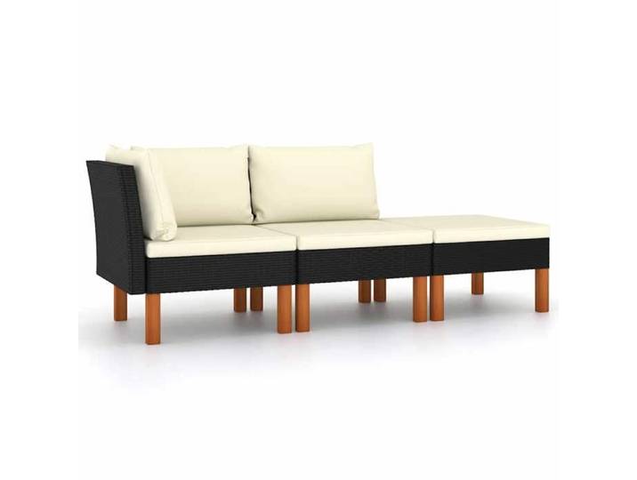 Lot de 3 Salon de jardin - - Mobilier d'extérieur - bois d'eucalyptus massif - noir - 60 5 x 64 5 x 67 cm@yyj58u