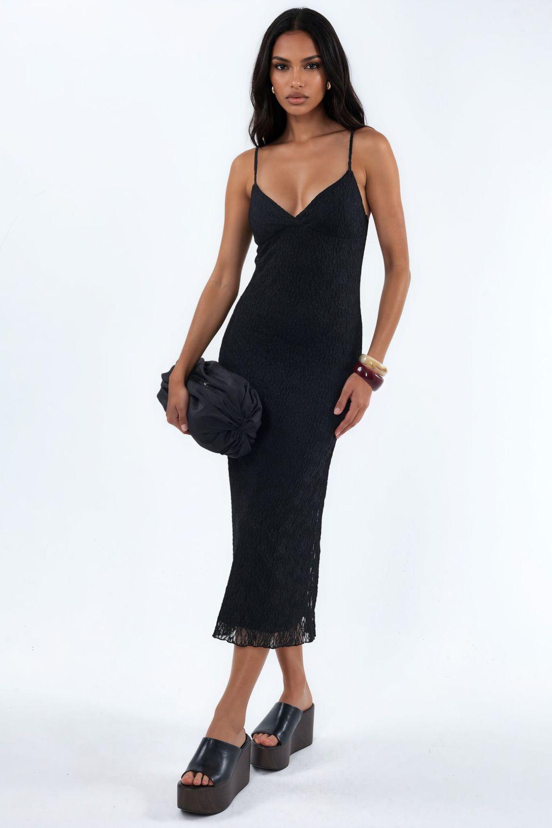 V-Ausschnitt Spitzen-Midi-Kleid im Bodycon-Stil