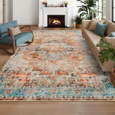 Garvee Vintage Medallion Print Area Rug