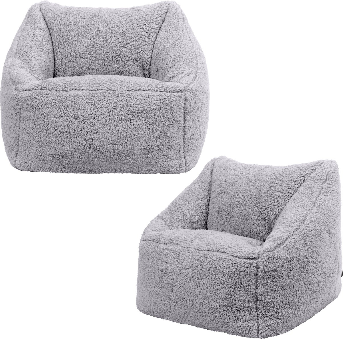 icon Natalia Kinderzitzak Stoel - Set van 2 - Grijs - Fluffy Pluche Teddy