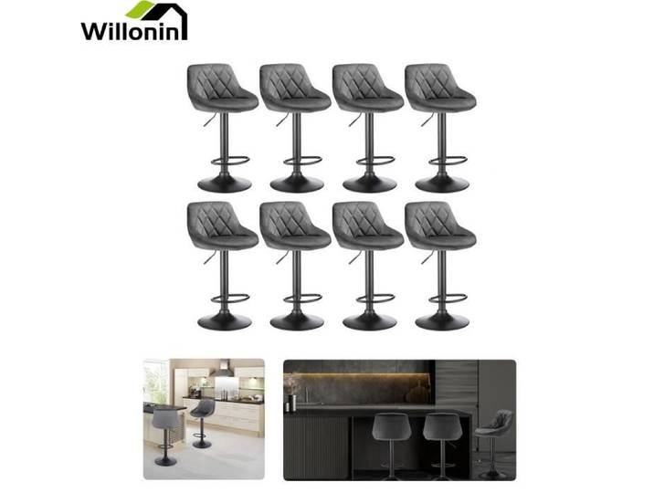 KD® 8pcs Tabouret de bar Hauteur de siège réglable 64.5-80cm Gris foncé