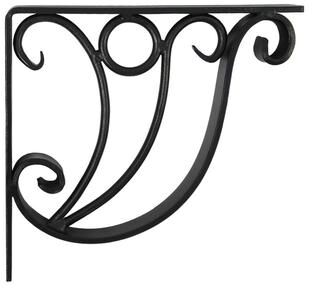 Achla Designs Art Deco Ionic Shelf Bracket, Set of 2, 12 Inch Wide, Black Powder Coat Finish
