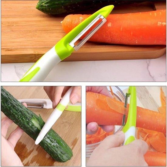 Multifunctionele professionele groentesnijder en fruitsnijder met peeler, groene aardappelsnijder en wortelsnijder, set van 2