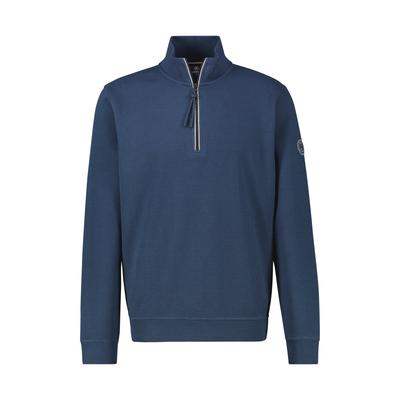 Sweatshirt LERROS "Troyer in Sweatqualität aus Strickmaterial", Herren, Gr. 5XL, blau (storm blau), 90% Baumwolle, 10% Polyester, Sweatshirts Sweatshirt
