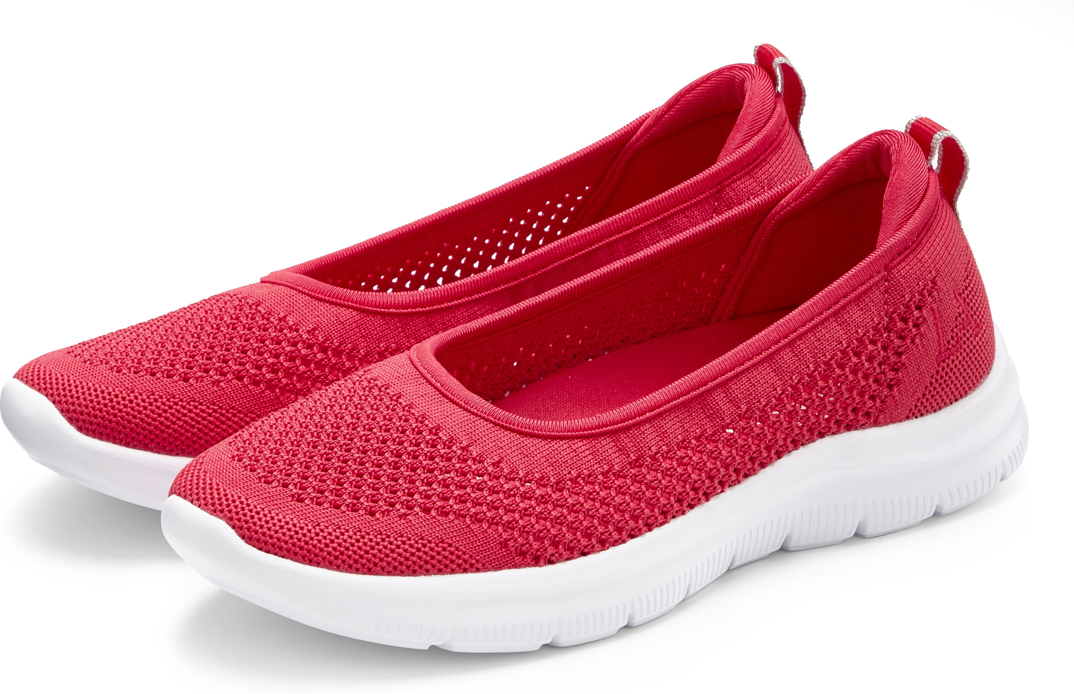 Sneaker Ballerinas LASCANA "Halbschuh, Slip-On-Sneaker", Damen, Gr. 37, Textil, rot (pink), Obermaterial: 100% Textilmaterial. Decksohle: 100% Textilmaterial. Futter: 100% Textilmaterial. Laufsohle: 100% Synthetik, unifarben, Schuhe Sneaker Ballerinas, zu