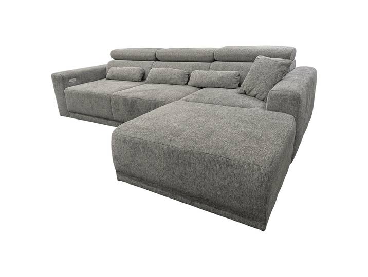 Ecksofa grau L-Form elektrische Sitztiefenverstellung OT rechts - CASSIO