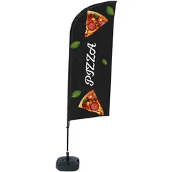 SHOWDOWN Displays Showdown Beachflag - Komplett-Set - Pizza - Schwarz