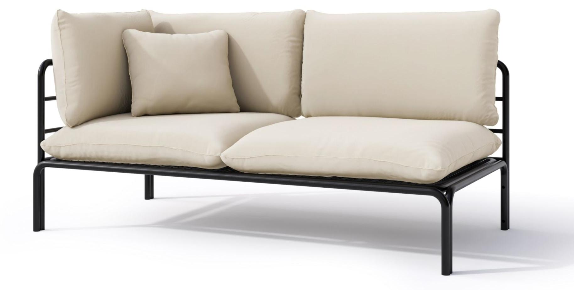 Selsey Worcully - Garten-Chaiselongue, wasserabweisend, beige/schwarzes Gestell