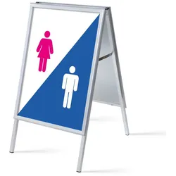 SHOWDOWN Displays Showdown Kundenstopper - DIN A1 - Komplett-Set - Hygiene Facilities - Weiß/Blau