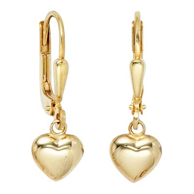 Paar Ohrhänger JOBO "Kinder-Ohrringe Herz", gold (gelbgold 333), Ohrringe, Damen, Gelbgold 333, 333 Gold